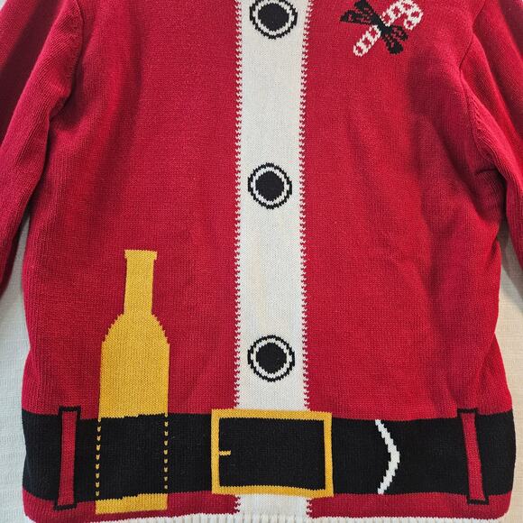 Ugly Christmas Sweater Santa Wine Bottle Candy Cane Size XL - Picture 2 of 5